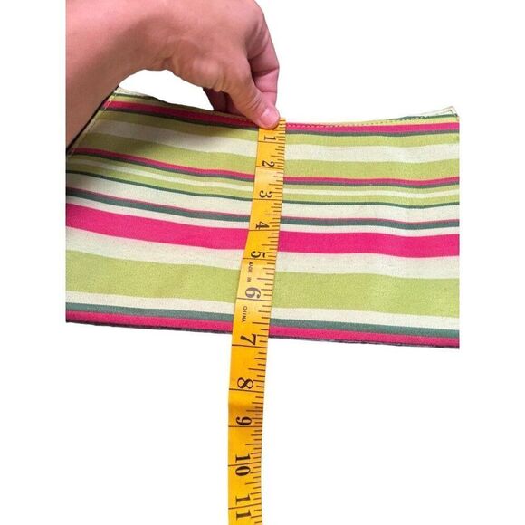 Colorful Striped Handbag With Black Handles & Zip Closure - Picture 7 of 9